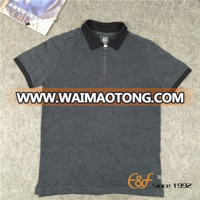 Polo Collar Short Sleeves Men Sweater With Water-Proof Zipper