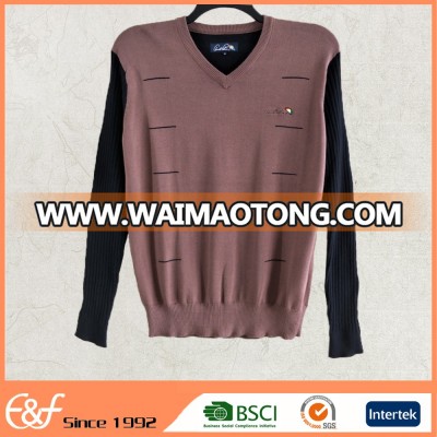 Hot Sell 100%Cotton V Neck Mens Knitwear Sweater